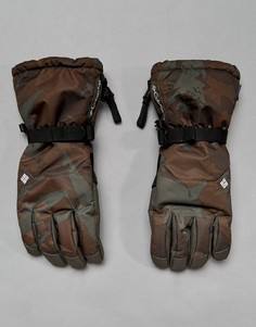 Темно-серые горнолыжные водонепроницаемые перчатки с камуфляжным принтом Columbia Whirlibird - Серый