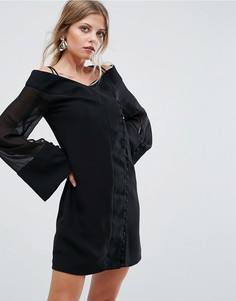 Платье мини с широкими рукавами C/Meo Collective Presence - Черный