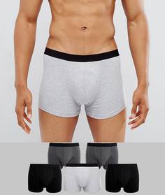 Комплект из 5 боксеров-брифов черного и серого цвета ASOS - СКИДКА - Мульти
