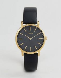 Часы с черным кожаным ремешком Timex TW2R36400 Skyline 34 мм - Черный