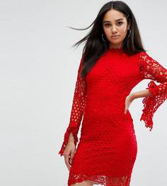 Платье мини с длинными рукавами и высоким воротником Missguided - Красный