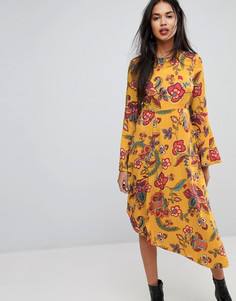 Платье миди с цветочным принтом и асимметричным нижним краем Vero Moda - Мульти