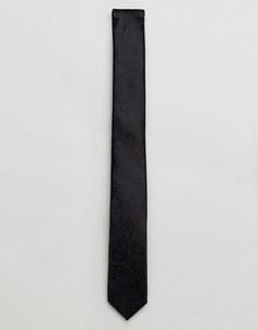 Узкий жаккардовый галстук с узором пейсли Jack & Jones - Черный