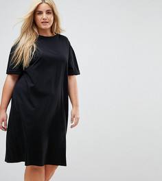 Платье-футболка миди с отворотами на рукавах ASOS CURVE Ultimate - Черный