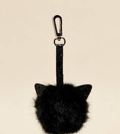 Эксклюзивная черная подвеска-помпон на сумку в форме кошки с блестящей отделкой Skinnydip - Мульти