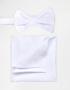 Набор из галстука-бабочки и платка-паше белого цвета ASOS - Белый