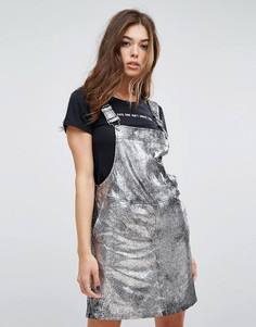 Платье мини с эффектом металлик Blank NYC - Серебряный