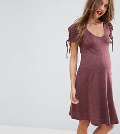 Трикотажное платье с пышными рукавами New Look Maternity - Фиолетовый
