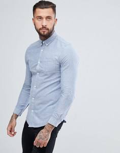 Голубая оксфордская рубашка зауженного кроя River Island - Синий