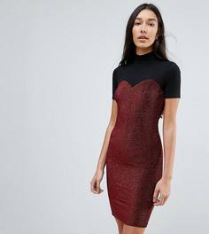 Блестящее облегающее платье с сетчатым топом и высоким воротником Noisy May Tall - Черный