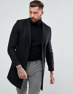 Черное однобортное пальто New Look - Черный