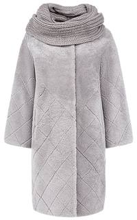 Шуба из овчины со съемными трикотажным шарфом Virtuale Fur Collection