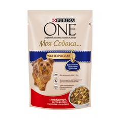 Корм Purina ONE Моя Собака Уже Взрослая, Говядина Картофель Горох в подливе 100g для маленьких собак старше одного года 60062