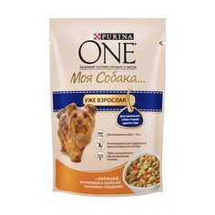 Корм Purina ONE Моя Собака Уже Взрослая, Курица Морковь Зеленая фасоль в подливе 100g для маленьких собак старше одного года 63678