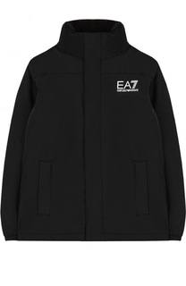 Куртка с воротником-стойкой и логотипом бренда Ea 7
