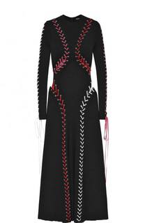 Приталенное платье-миди с контрастной шнуровкой Alexander McQueen
