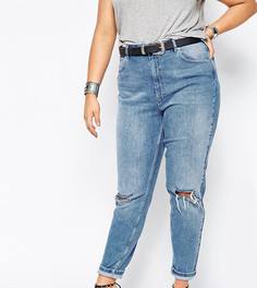 Светлые джинсы слим в винтажном стиле с прорехами ASOS CURVE Farleigh - Синий