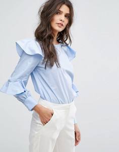 Блузка с оборками на рукавах River Island - Синий