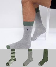 Набор из 3 пар носков в серо-зеленой гамме Jack Wills Alandale - Зеленый