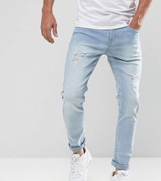Светлые узкие джинсы с потертостями Brooklyn Supply Co - Синий