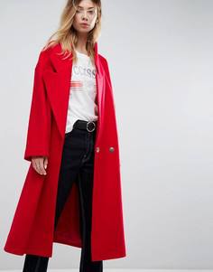 Пальто с большим воротником ASOS - Красный