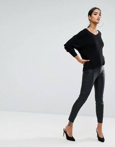 Брюки скинни из искусственной кожи River Island - Черный