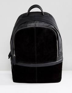 Черный кожаный рюкзак с замшевыми вставками ASOS - Черный