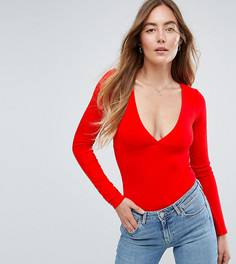 Боди с длинными рукавами и стрингами ASOS TALL - Красный