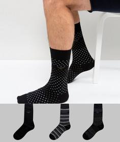 Набор из 3 пар черных носков с логотипом Emporio Armani - Черный