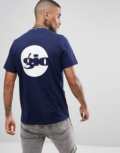 Темно-синяя футболка логотипом на спине Gio Goi - Темно-синий