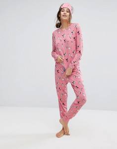 Пижамный комплект с принтом пингвинов Chelsea Peers - Розовый
