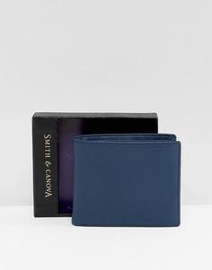 Темно-синий кожаный бумажник Smith And Canova - Синий