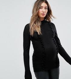 Джемпер с ажурными вставками и оборками ASOS Maternity - Черный