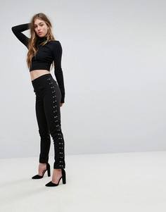 Брюки со шнуровкой PrettyLittleThing - Черный