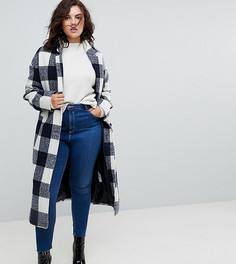Клетчатое облегающее пальто с карманами ASOS CURVE - Мульти