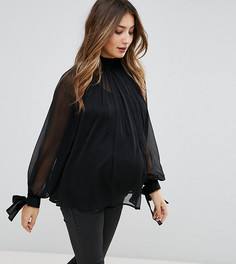 Свободная блузка с высоким воротником ASOS Maternity - Черный