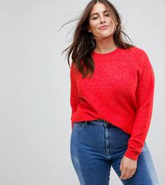 Джемпер из пушистой пряжи с круглым вырезом ASOS CURVE - Красный