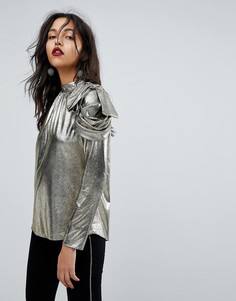 Блузка в стиле 80-х на одно плечо River Island - Золотой