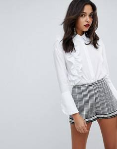 Свободная рубашка с оборкой River Island - Белый