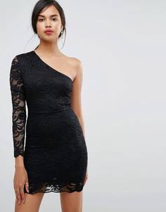 Кружевное облегающее платье мини на одно плечо Ivyrevel - Черный