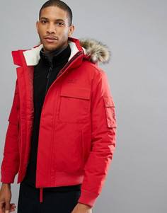 Красная куртка с меховой отделкой на капюшоне Jack Wolfskin Brockton - Красный