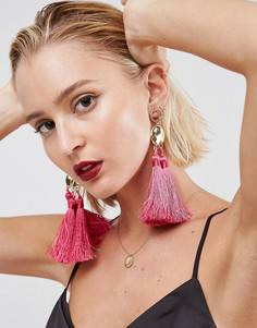 Серьги с тремя кисточками ASOS XL - Розовый