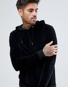 Обтягивающий худи из велюра ASOS - Черный