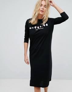 Платье-футболка с длинными рукавами и принтом черепов Cheap Monday - Черный