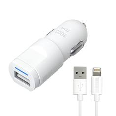 Автомобильное зарядное устройство для Apple InterStep 1 USB 1A + кабель Lightning, White