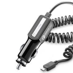 Автомобильное зарядное устройство Cellular Line microUSB + быстрая зарядка (CBRMUSBQUALCOMK)