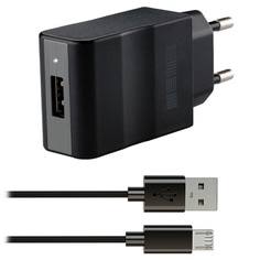 Сетевое зарядное устройство с кабелем InterStep 1 USB 2.1A + microUSB + быстрая зарядка