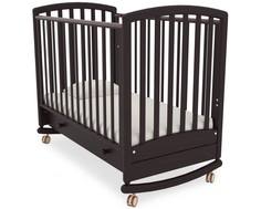 Кроватка Гандылян «Дашенька» колесо и качалка, ящик махагон