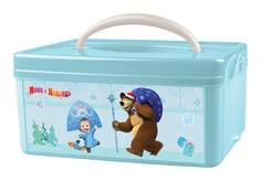 Ящик для игрушек Маша и медведь с ручкой новогодний 2 л