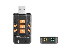 Звуковая карта Orient AU-01PL 2x3.5mm jack to USB Black
